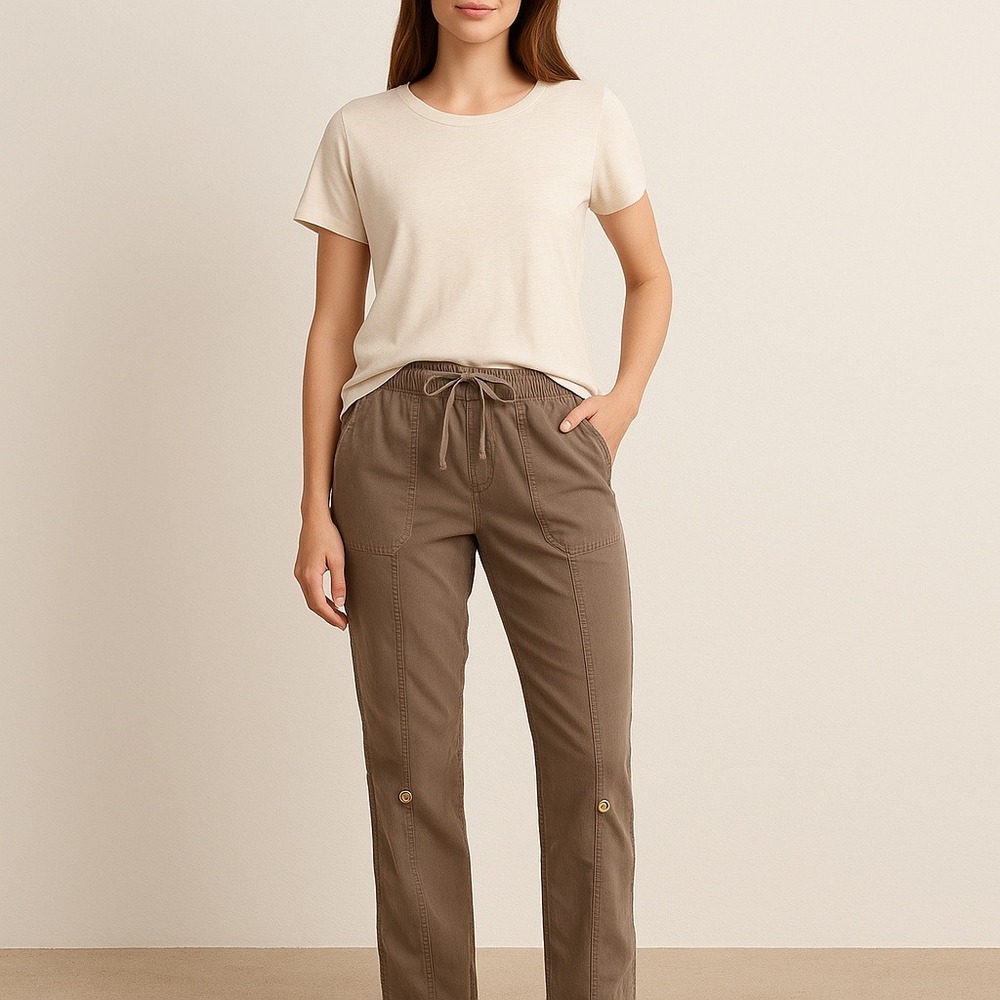 Nurture Women's Olive Green/Brown‎ Cargo Pants Drawstring Waist Casual Size M
